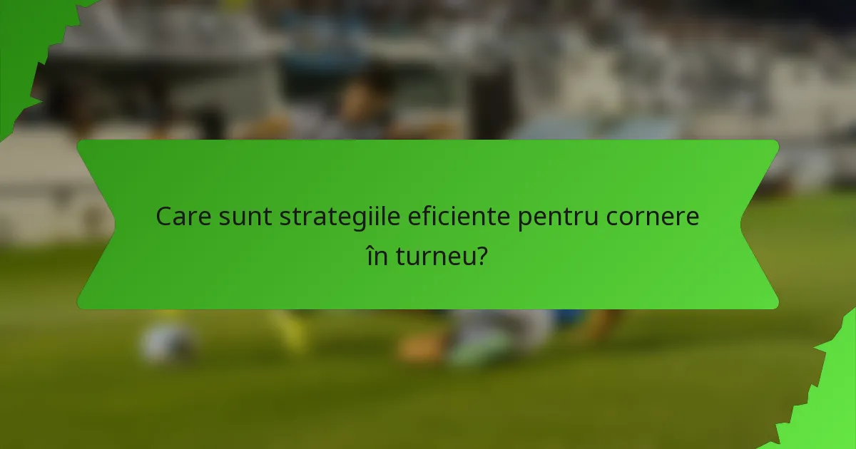 Care sunt strategiile eficiente pentru cornere în turneu?