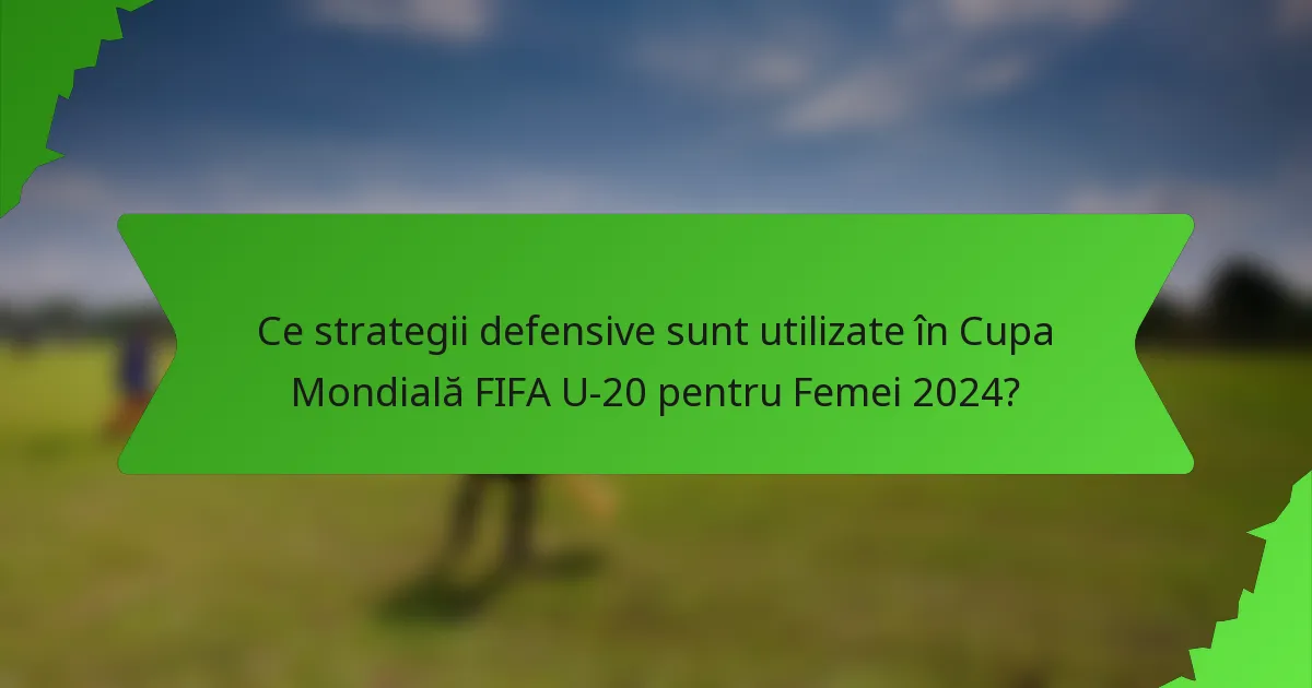 Ce strategii defensive sunt utilizate în Cupa Mondială FIFA U-20 pentru Femei 2024?
