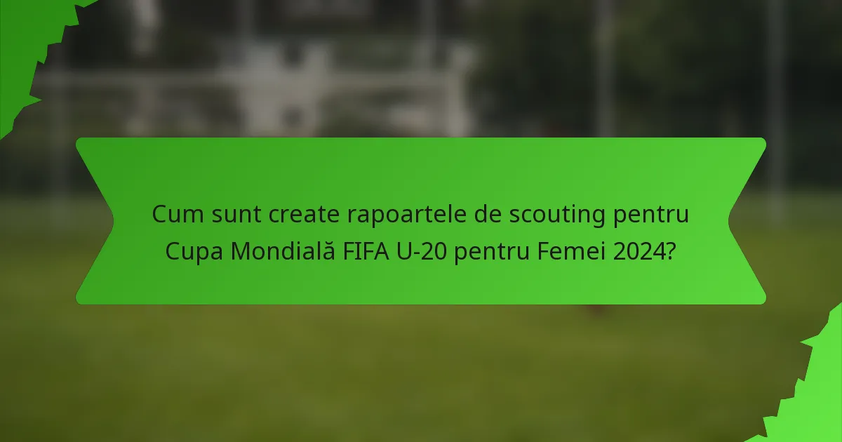 Cum sunt create rapoartele de scouting pentru Cupa Mondială FIFA U-20 pentru Femei 2024?